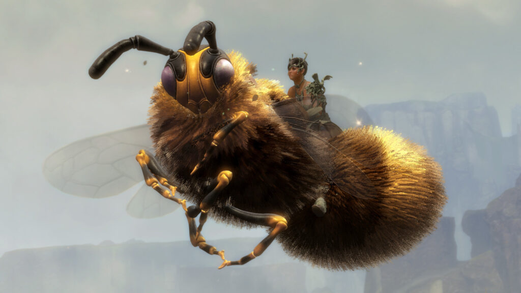 Skin Fuzzy Bee Skimmer no Guild Wars 2: Fofo e diferente